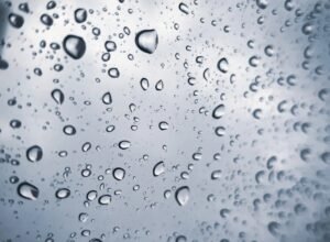 Water drops on a glass. Osmosis water doesn't leave marks by drying up