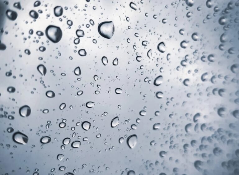Water drops on a glass. Osmosis water doesn't leave marks by drying up
