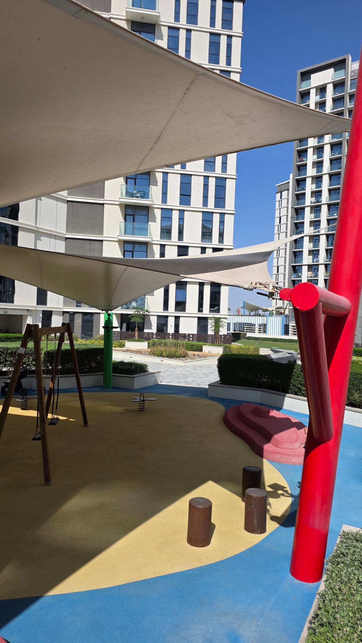 A large playground shade canopy, ideal for canopy drone cleaning by DRONICLE, showcasing how drones efficiently remove dust and grime from hard-to-reach outdoor structures for a spotless, safe play area.